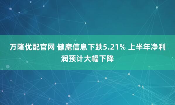 万隆优配官网 健麾信息下跌5.21% 上半年净利润预计大幅下降