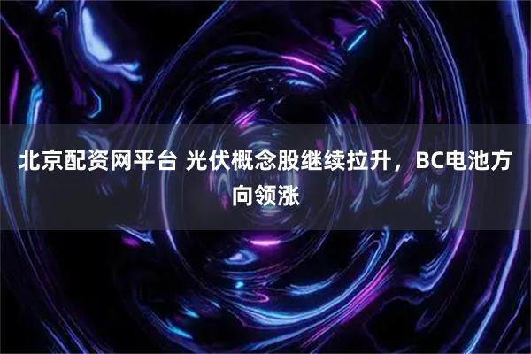 北京配资网平台 光伏概念股继续拉升，BC电池方向领涨